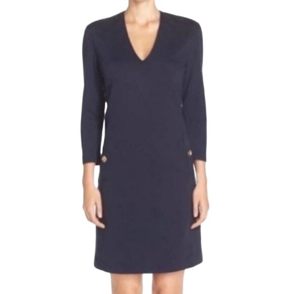 Eliza J Ponte V Neck 3/4 Sleeve Shift Dress, 14 - Picture 1 of 9